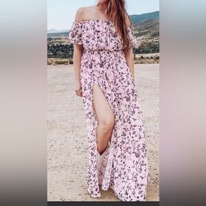 Byegreis floral pink maxi dress in size Medium.